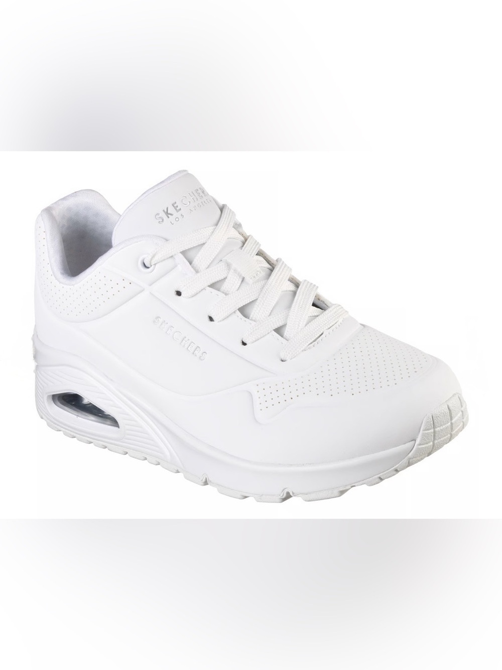 Skechers Uno-Flex All-White Low-Top Lace-Up Sneakers Size 7.5